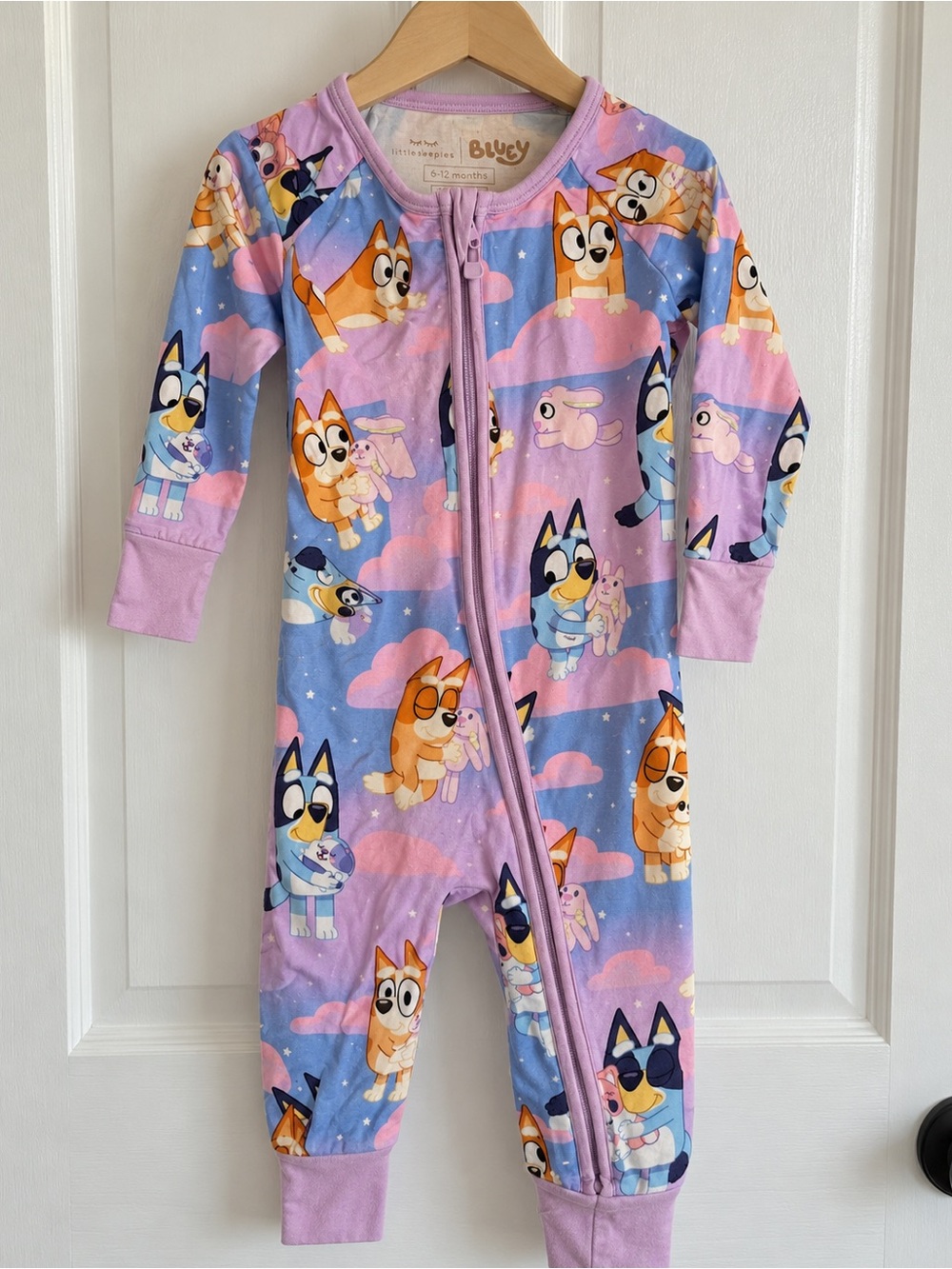 Little Sleepies Pink & Blue Bluey Character Footed One-Piece